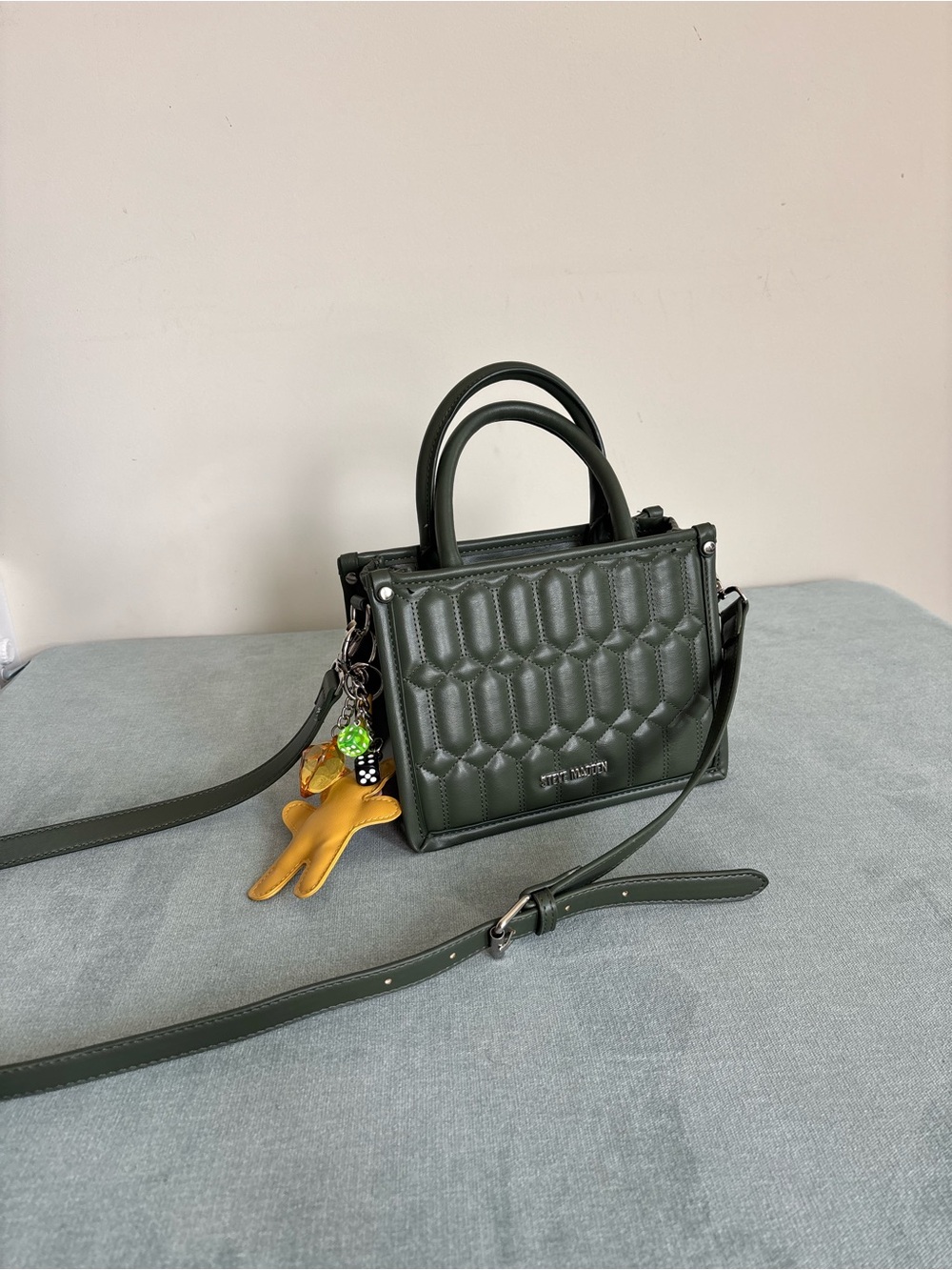 Steve Madden Quilted Forrest Green Crossbody Top-Handle Bag - Picture 1 of 5